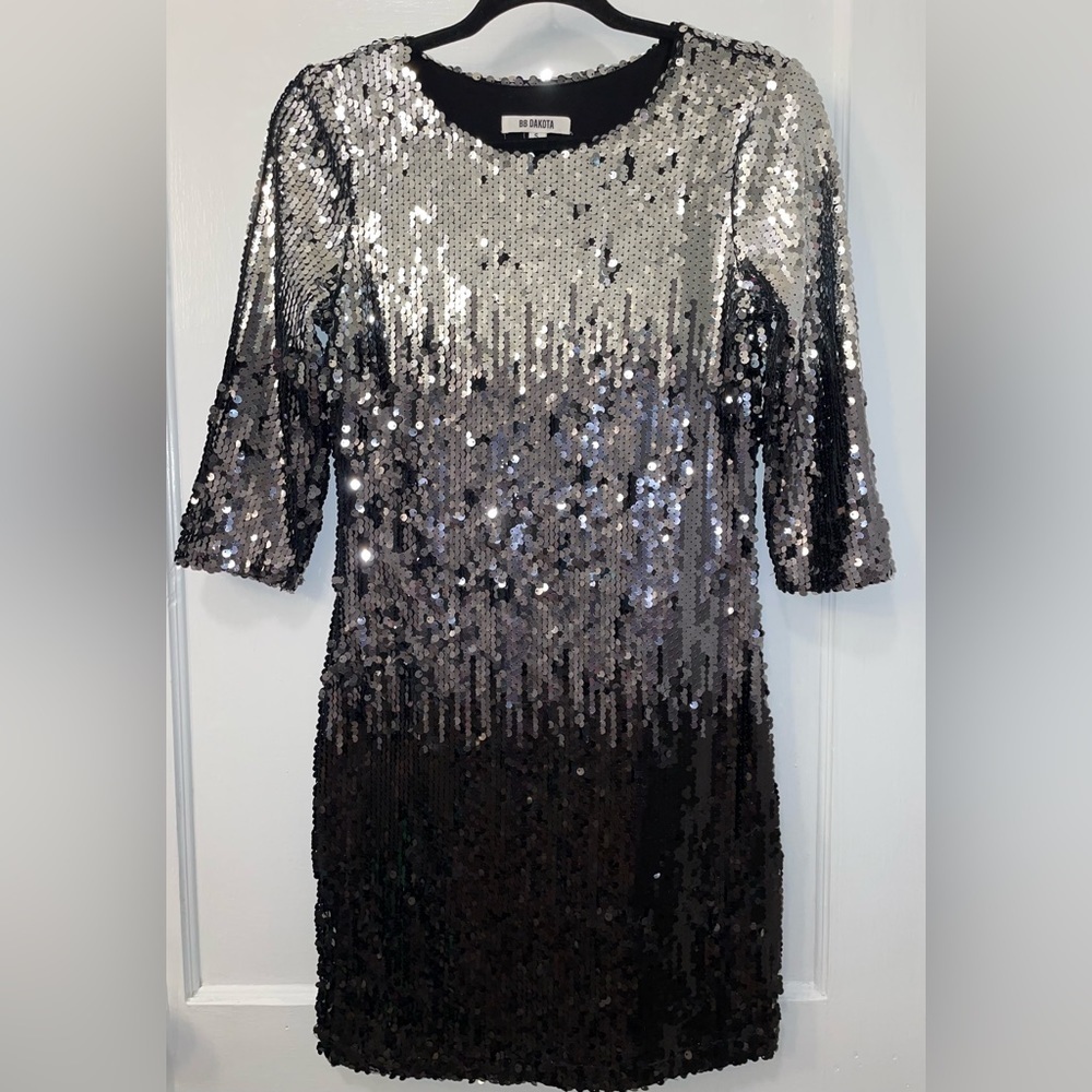 BB Dakota Elise Sequin Body-Con Dress Black Silver Eras Tour Taylor Swift